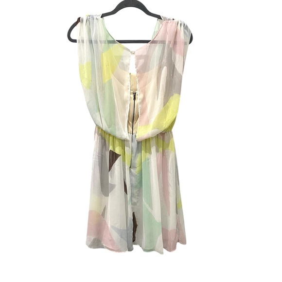 ALICE + OLIVIA RYLAN Women Paint Stroke Silk Mini Dress Size Medium - Picture 2 of 6